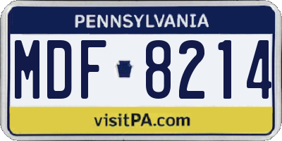 PA license plate MDF8214