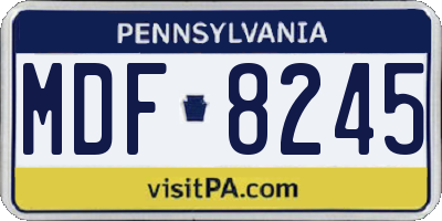 PA license plate MDF8245
