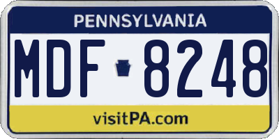 PA license plate MDF8248