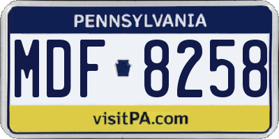 PA license plate MDF8258