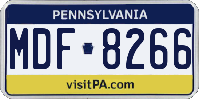 PA license plate MDF8266