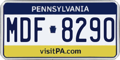 PA license plate MDF8290
