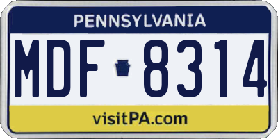 PA license plate MDF8314