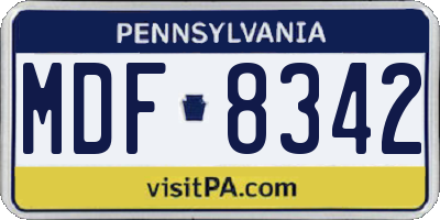PA license plate MDF8342