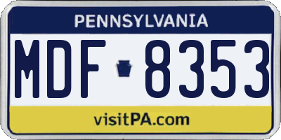 PA license plate MDF8353