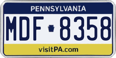 PA license plate MDF8358