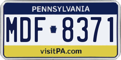 PA license plate MDF8371