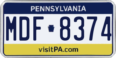 PA license plate MDF8374