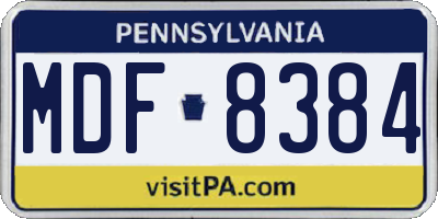 PA license plate MDF8384
