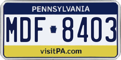 PA license plate MDF8403
