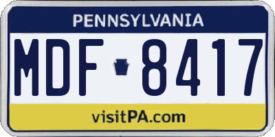 PA license plate MDF8417