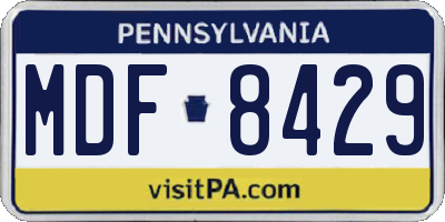 PA license plate MDF8429