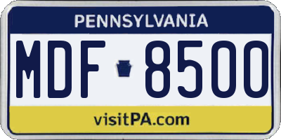 PA license plate MDF8500