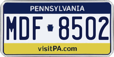 PA license plate MDF8502