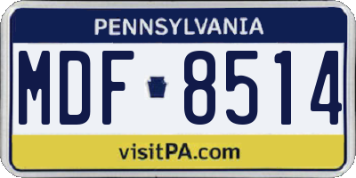 PA license plate MDF8514