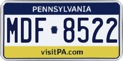 PA license plate MDF8522