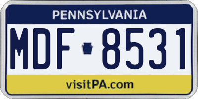PA license plate MDF8531