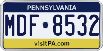 PA license plate MDF8532