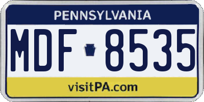 PA license plate MDF8535