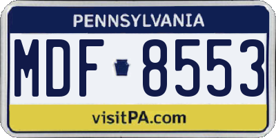 PA license plate MDF8553