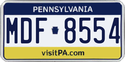 PA license plate MDF8554