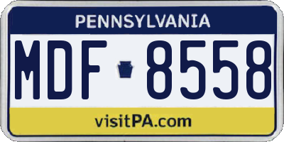 PA license plate MDF8558