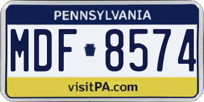 PA license plate MDF8574