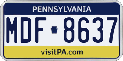 PA license plate MDF8637