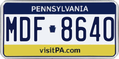 PA license plate MDF8640