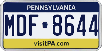 PA license plate MDF8644