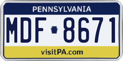 PA license plate MDF8671