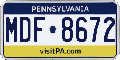 PA license plate MDF8672