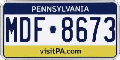 PA license plate MDF8673