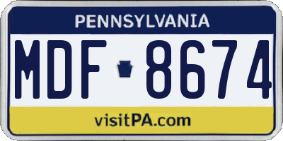 PA license plate MDF8674
