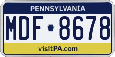 PA license plate MDF8678
