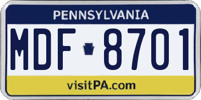 PA license plate MDF8701