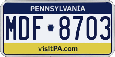 PA license plate MDF8703
