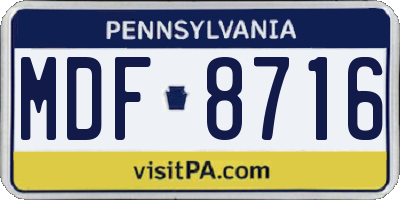 PA license plate MDF8716