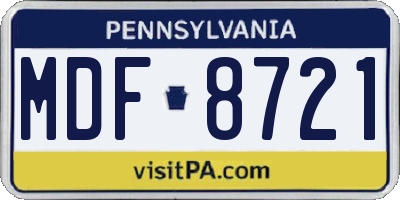 PA license plate MDF8721