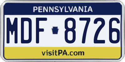 PA license plate MDF8726