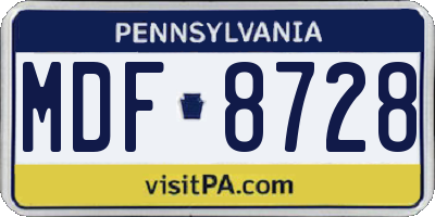 PA license plate MDF8728