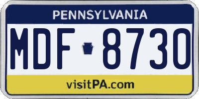 PA license plate MDF8730