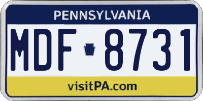PA license plate MDF8731
