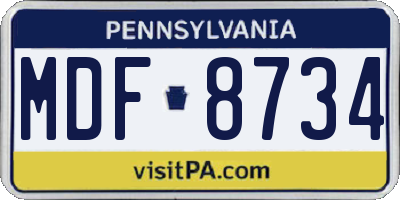 PA license plate MDF8734