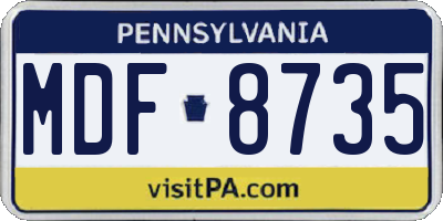 PA license plate MDF8735