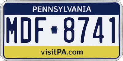 PA license plate MDF8741