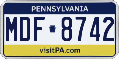 PA license plate MDF8742