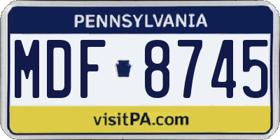 PA license plate MDF8745