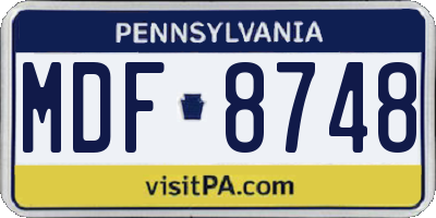 PA license plate MDF8748