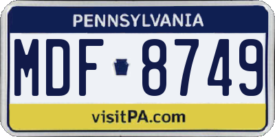 PA license plate MDF8749